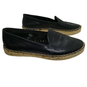GAP Espadrilles Shoes Womens 8 Black Leather Slip-on Loafer Flats